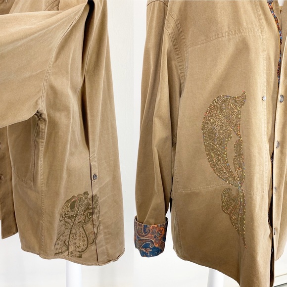 Robert Graham Shirt Tan Long Sleeve XL - Picture 7 of 8